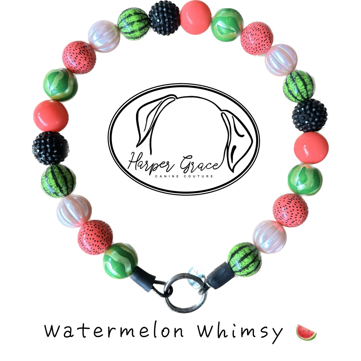 Watermelon Whimsy Beaded Dog Collar