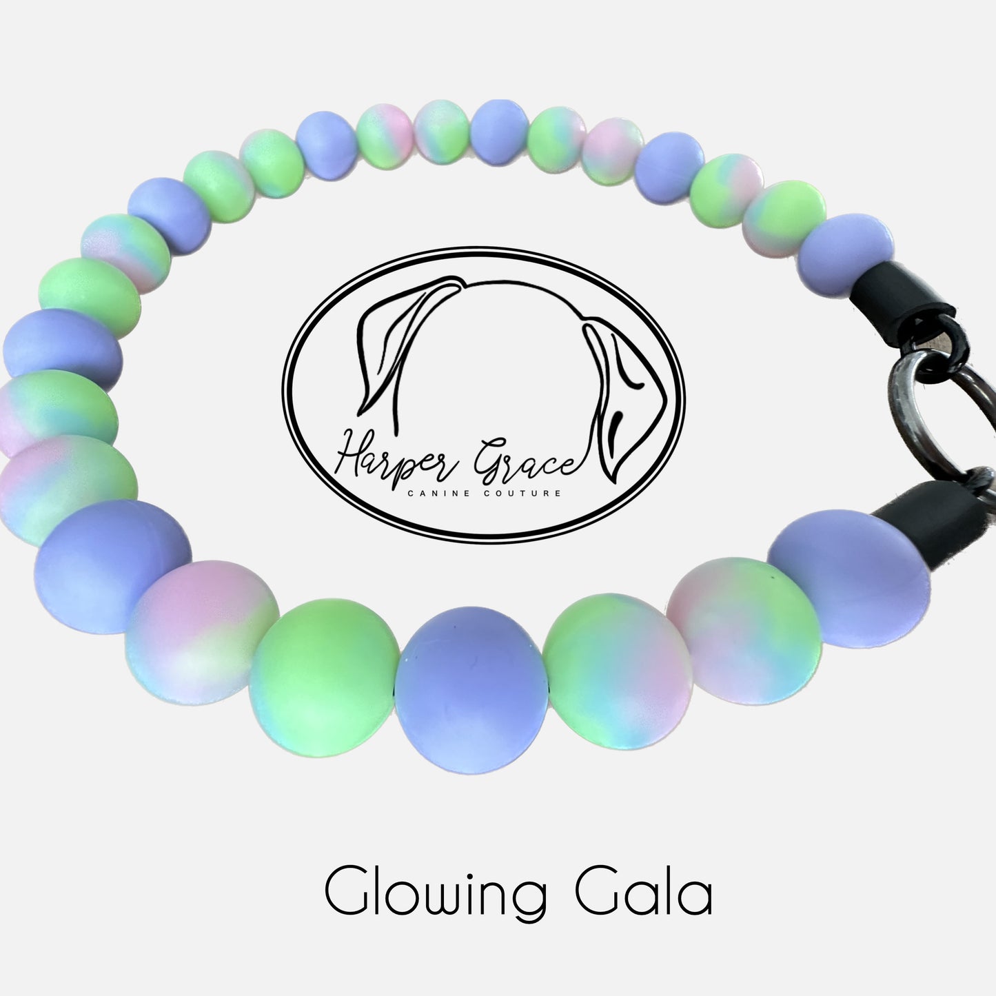 Glowing Gala Silicone Beaded Dog Collar, Petite, SM/MED Dog, Cats