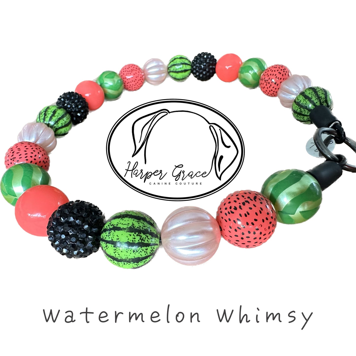 Watermelon Whimsy Beaded Dog Collar