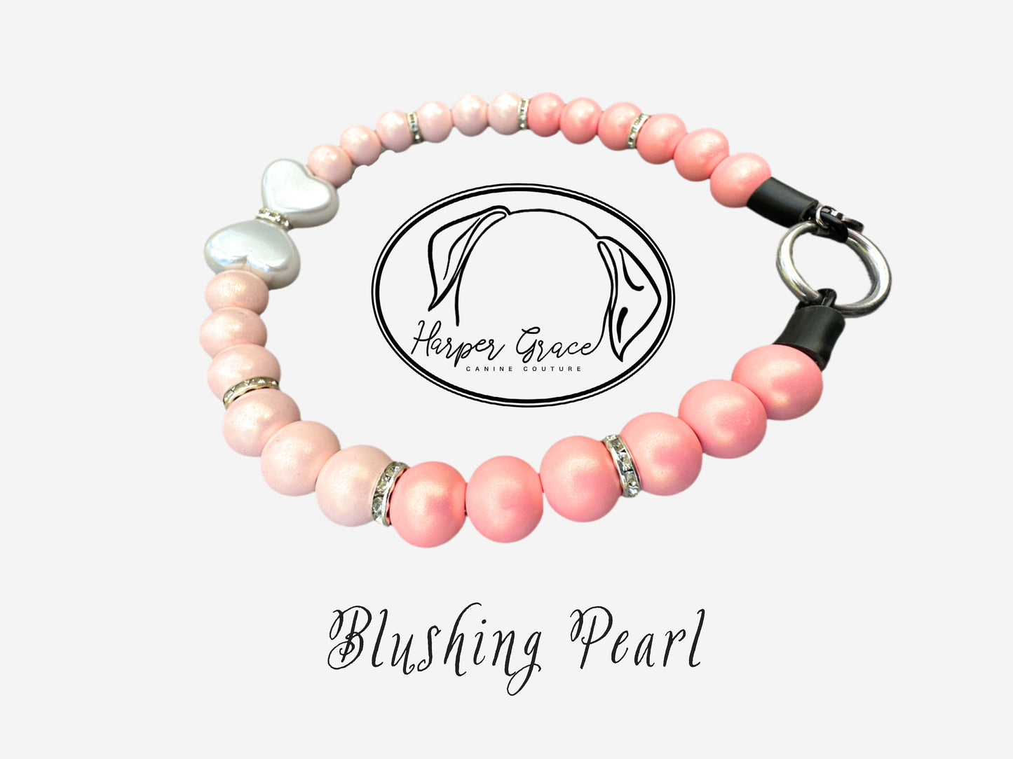 Blushing Pearl Beaded Dog Collar, Petite, SM/MED Dogs, Cats