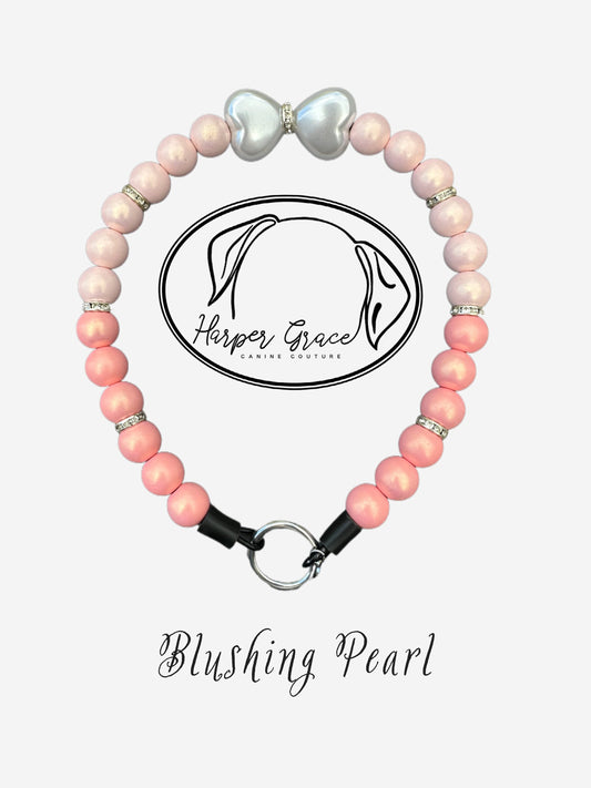 Blushing Pearl Beaded Dog Collar, Petite, SM/MED Dogs, Cats