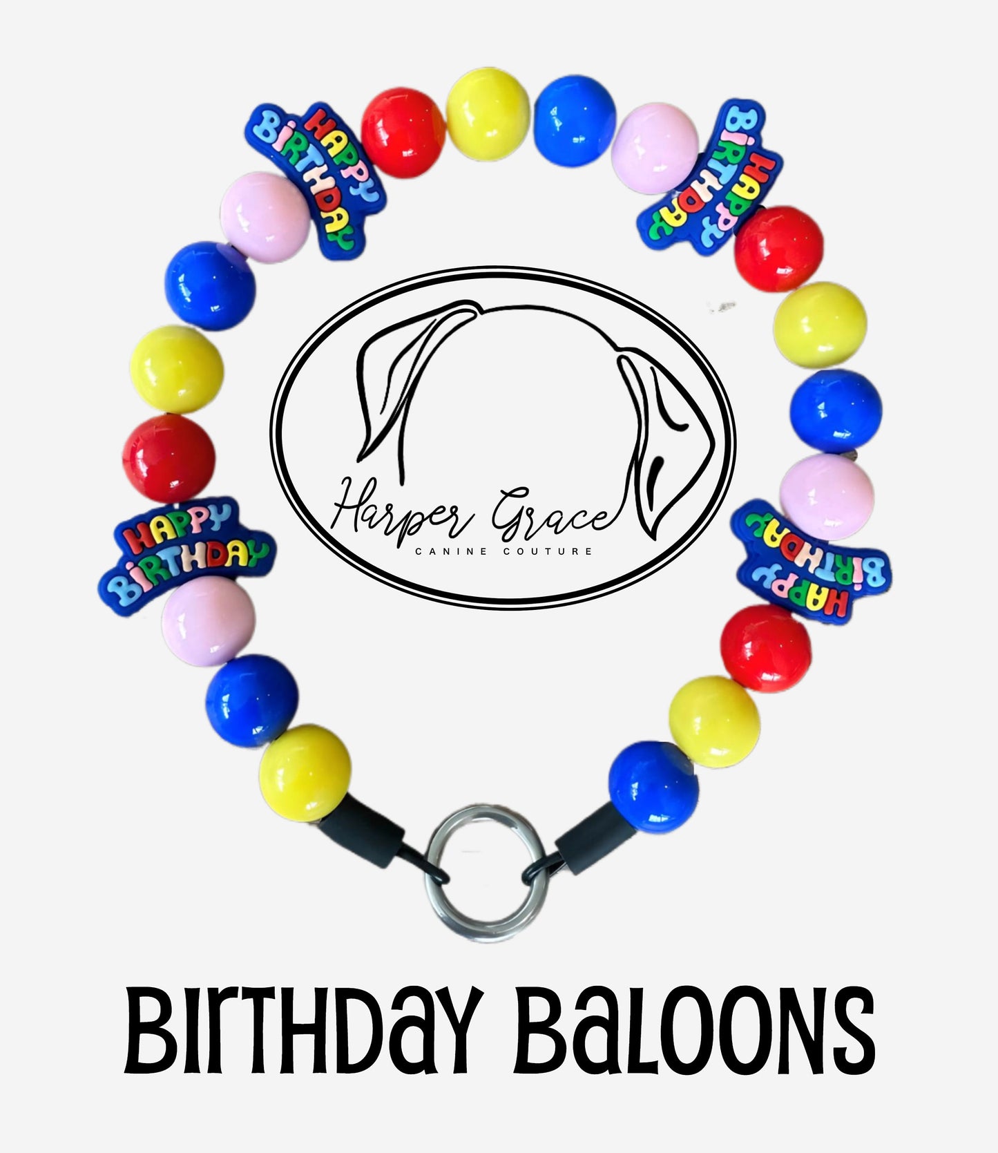 Birthday Balloons Beaded Dog Collar